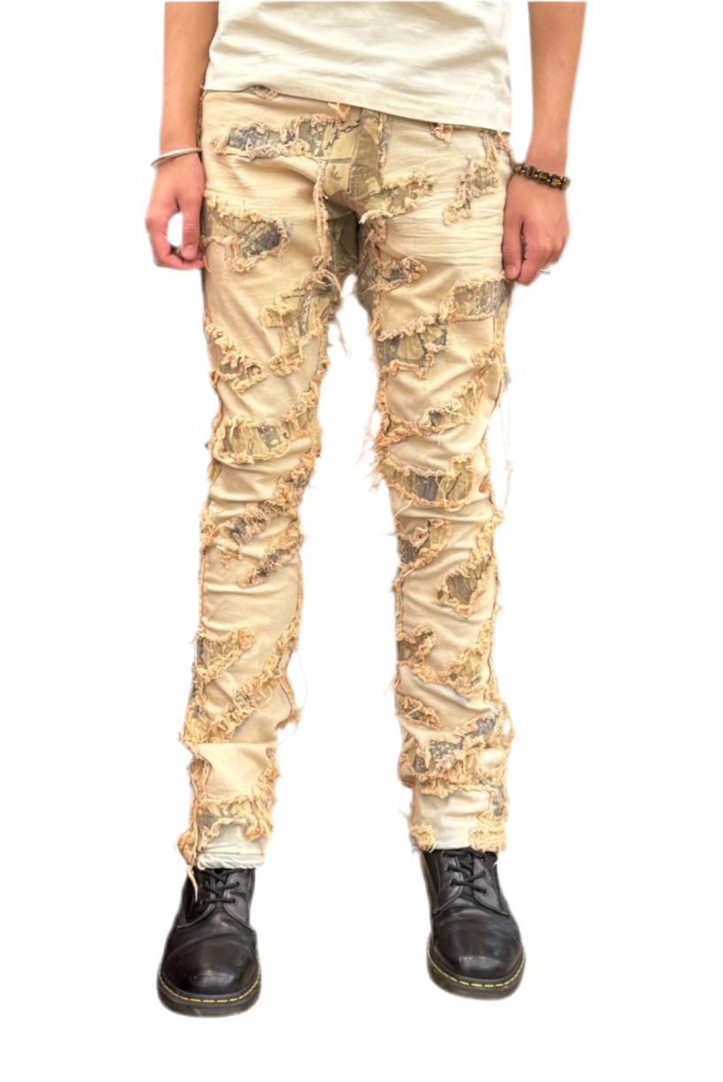 TAKER CAMO PATTERN PATCH STACKED JEAN (RUSTIC BLUE)