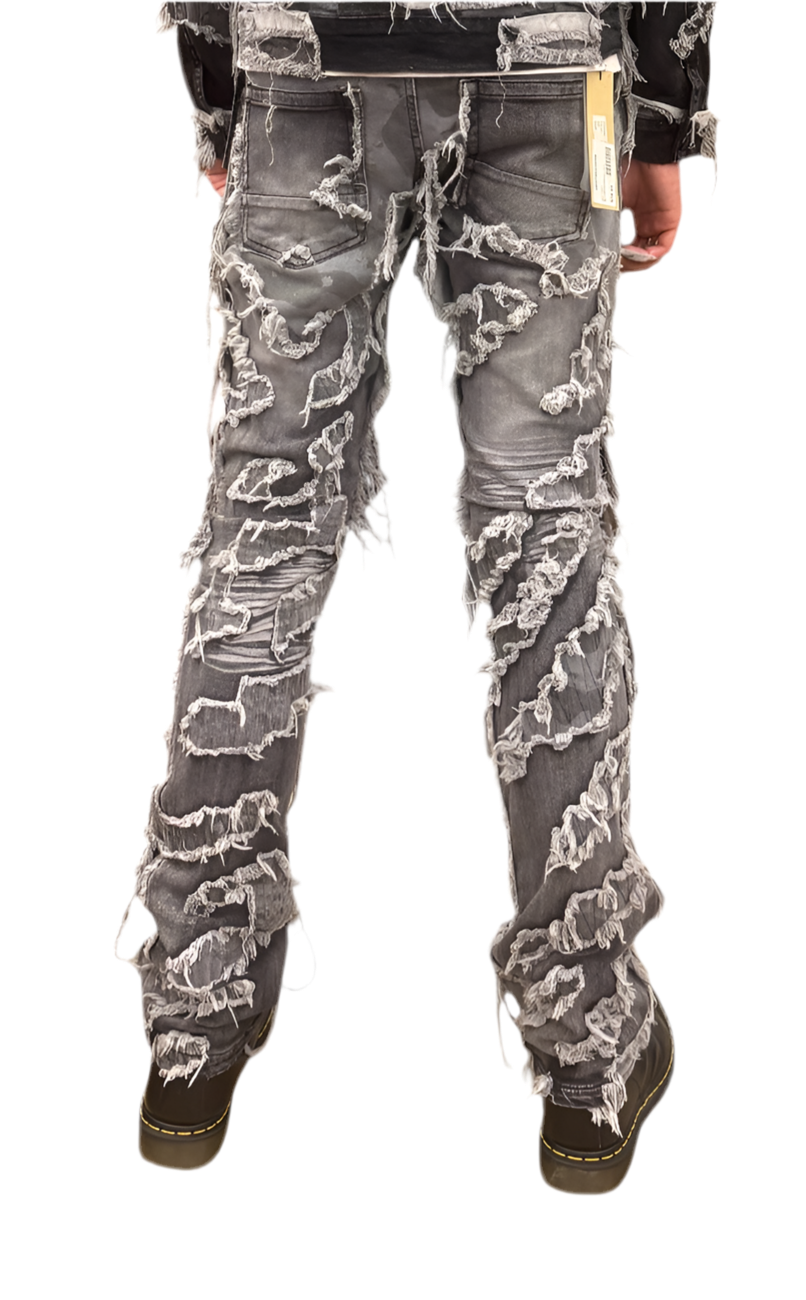 TAKER CAMO PATTERN PATCH STACKED JEAN