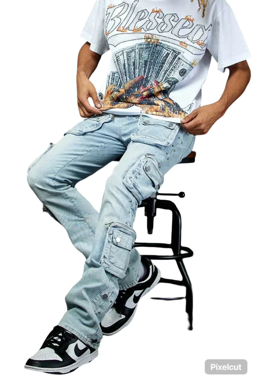 KDNK STUD CARGO JEANS