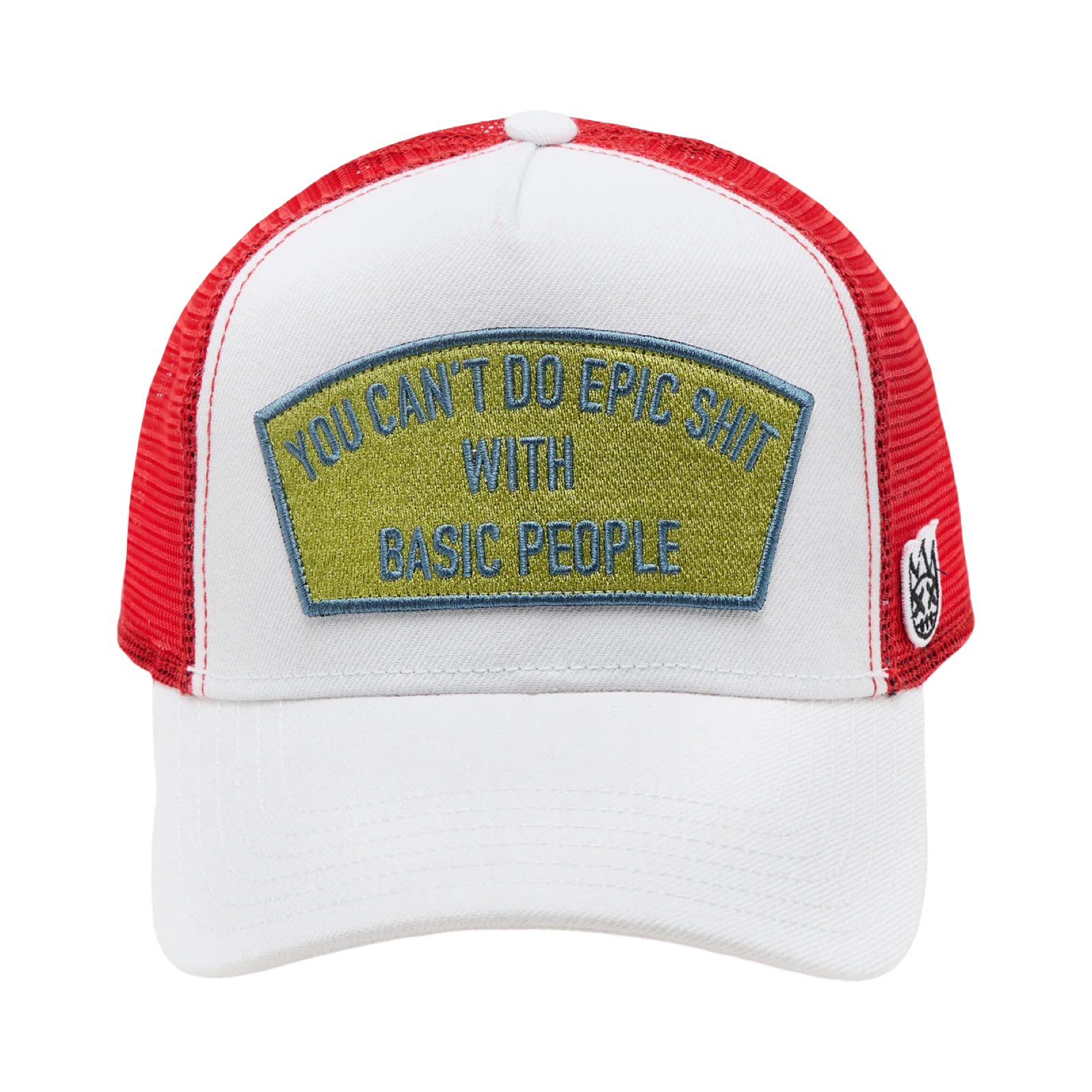 Cult's Logo Mesh Back Trucker Hat "Epic Shit" in Winter White