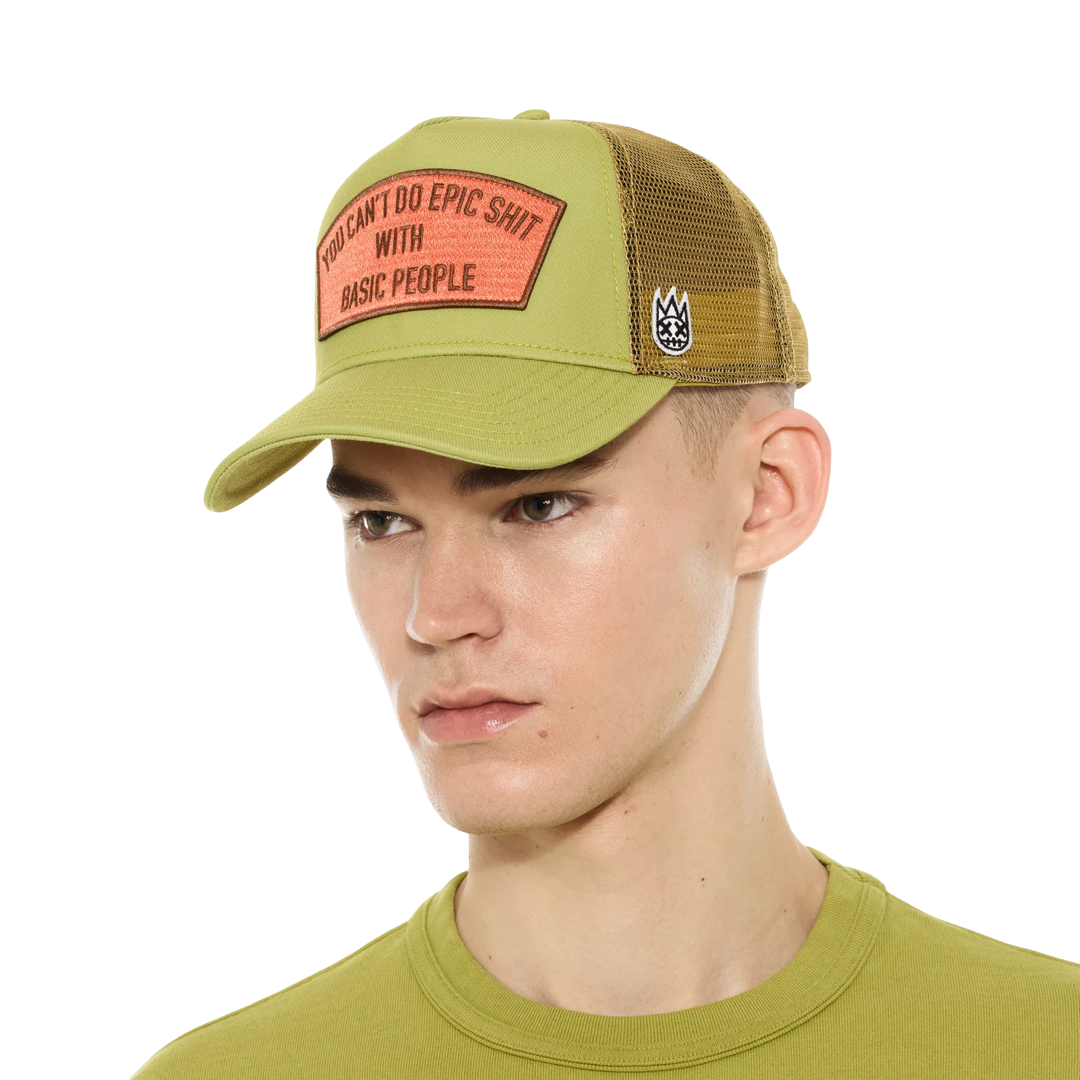 Cult's Logo Mesh Back Trucker Hat "Cant Do Epic Shit" in Green Oasis