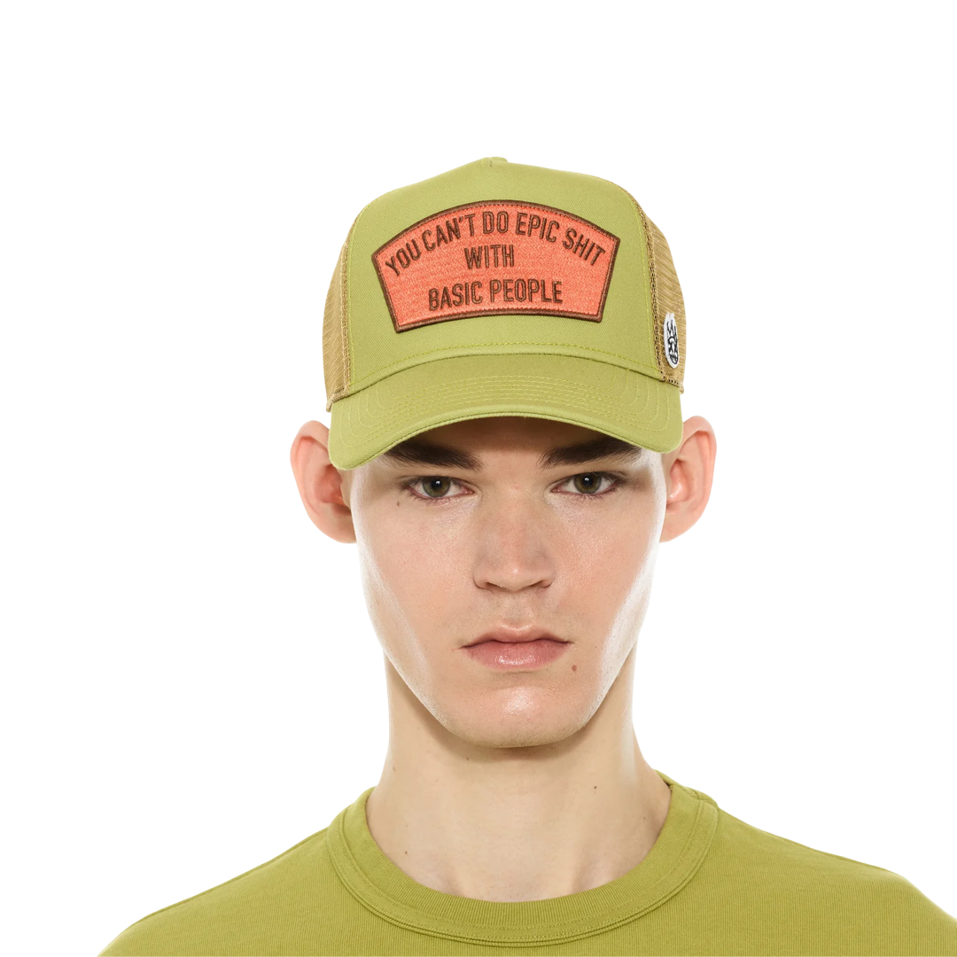 Cult's Logo Mesh Back Trucker Hat "Cant Do Epic Shit" in Green Oasis