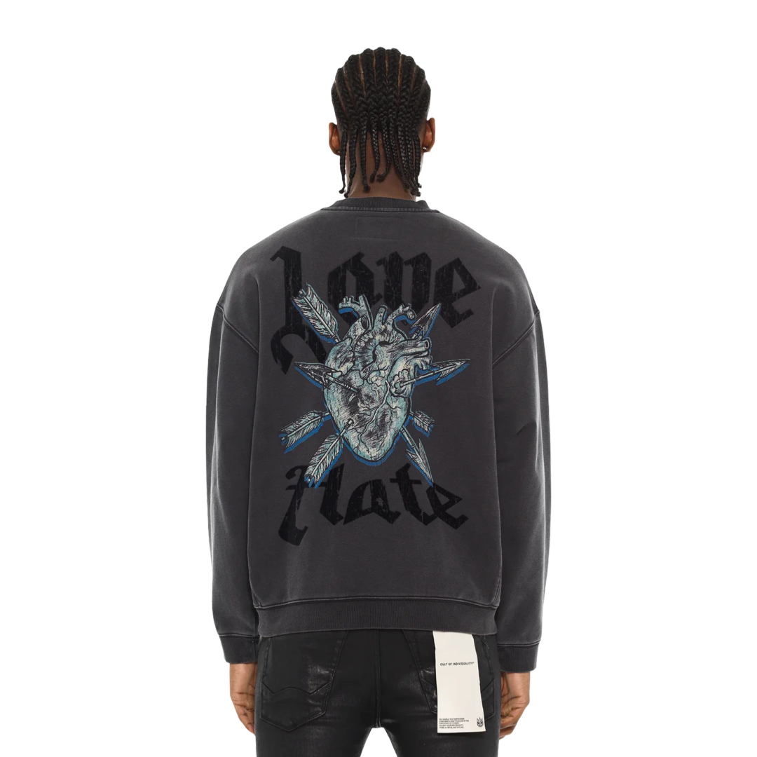 Cult's Novelty Fleece Crew Sweatshirt in Vintage Charcoal