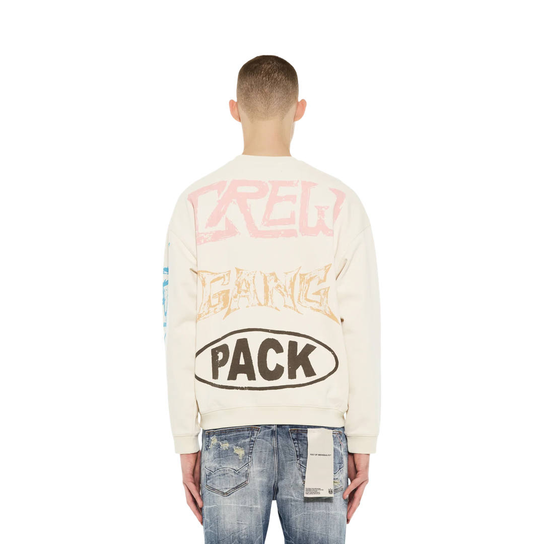 Cult's Novelty Fleece Crew Sweatshirt in Winter White