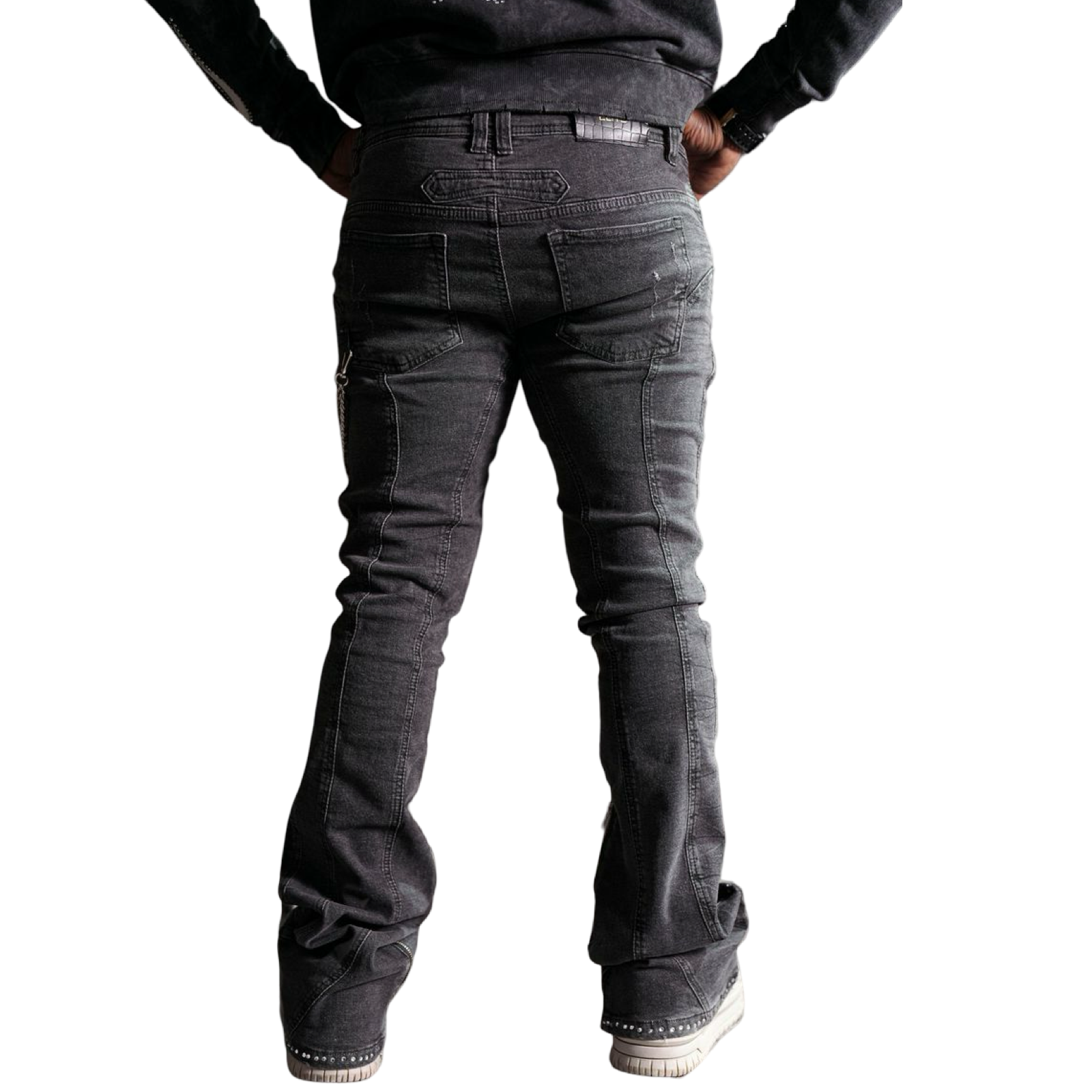 Stone-Line Zipper Men's Jeans Black
