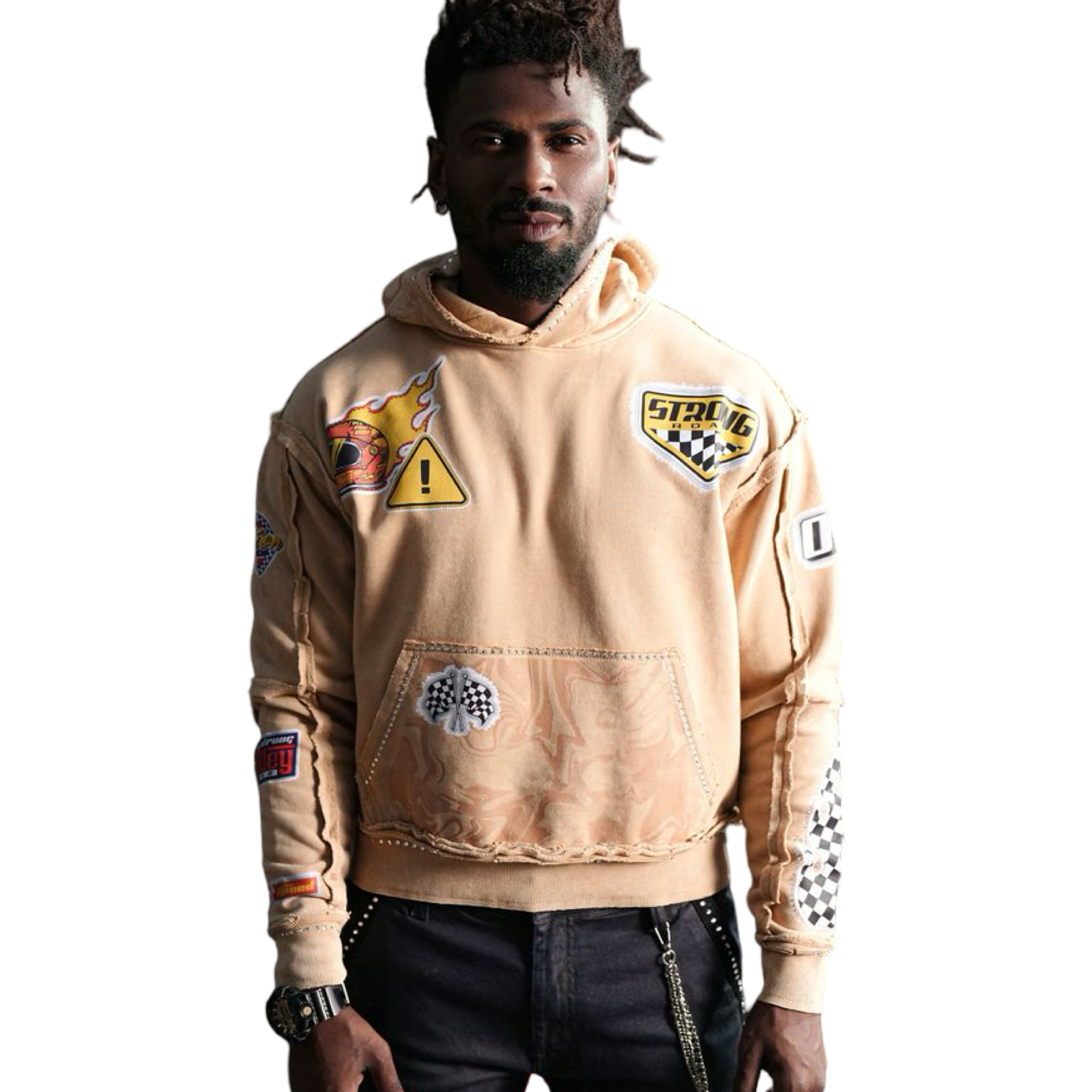 Strong Washed Rhinestone Hoodie A6