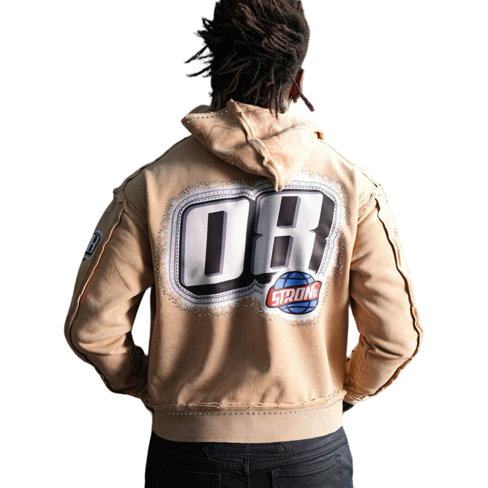 Strong Washed Rhinestone Hoodie A6