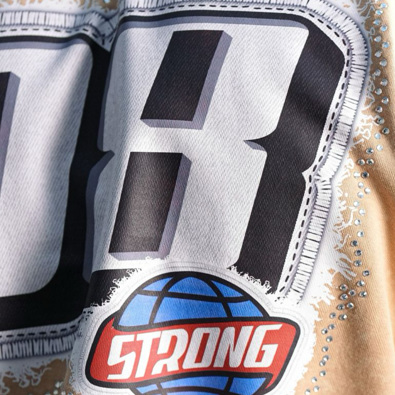 Strong Washed Rhinestone Hoodie A6