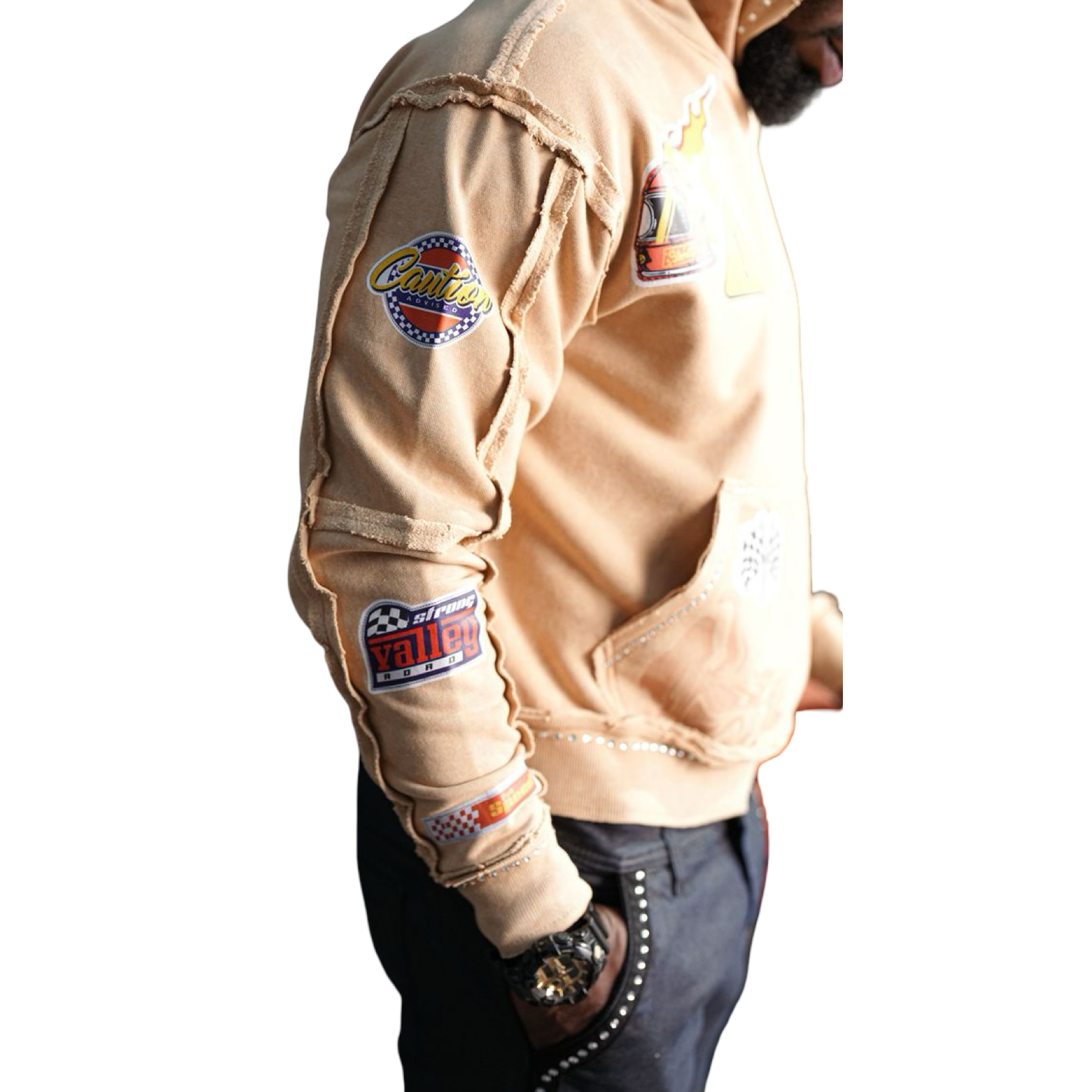 Strong Washed Rhinestone Hoodie A6