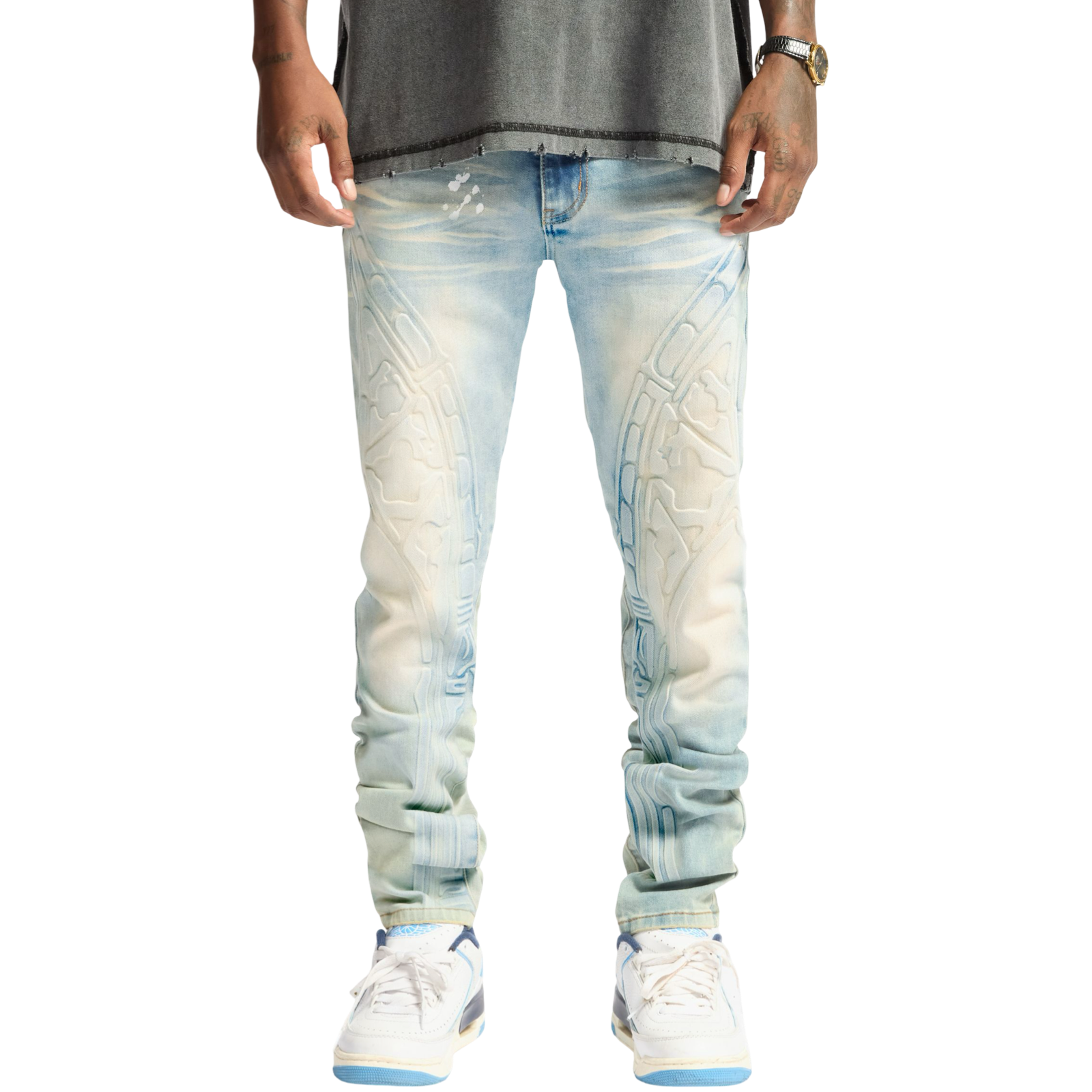 MUSASHI" EMBOSSED JEANS