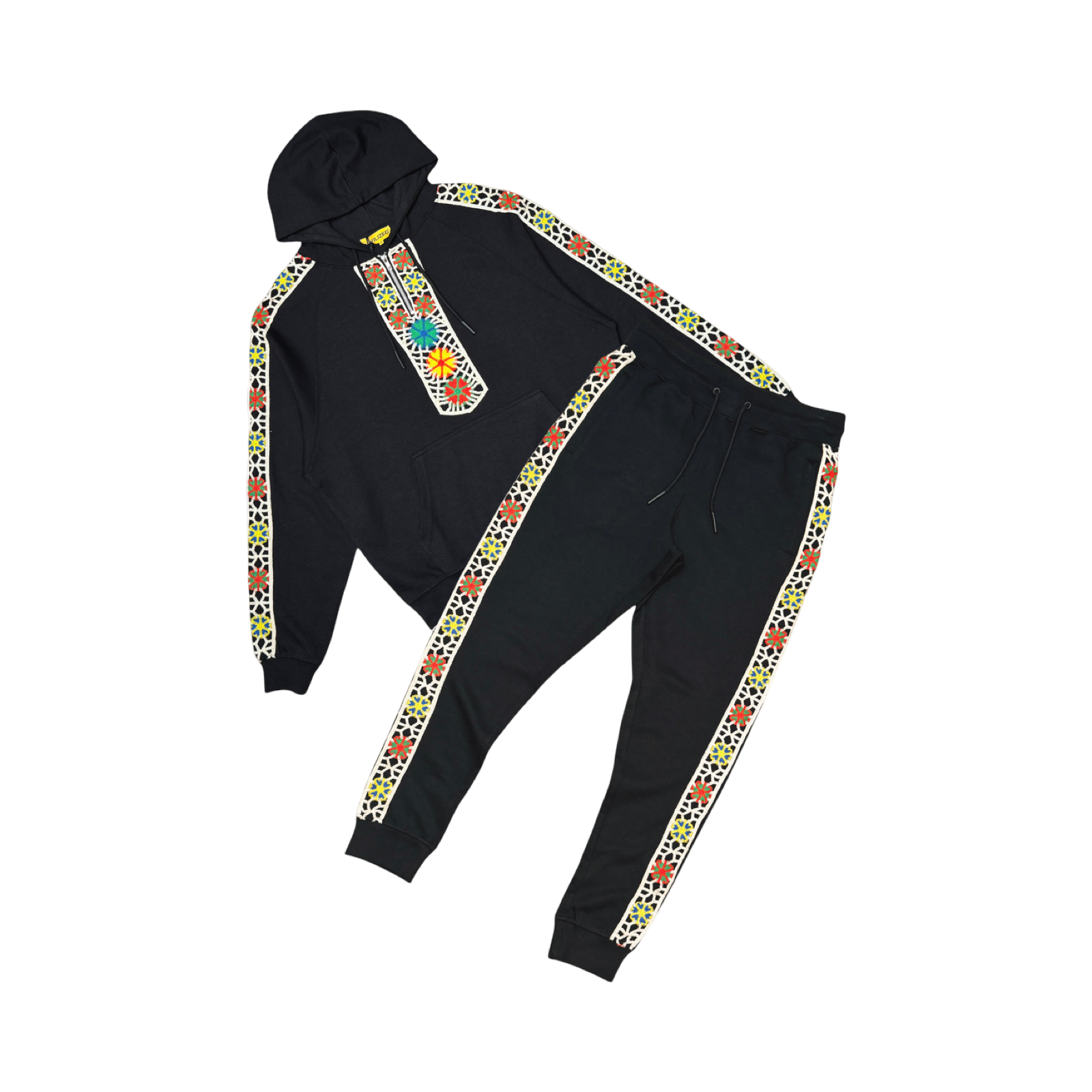 CROCHET EMBROIDERY HOODIE SET