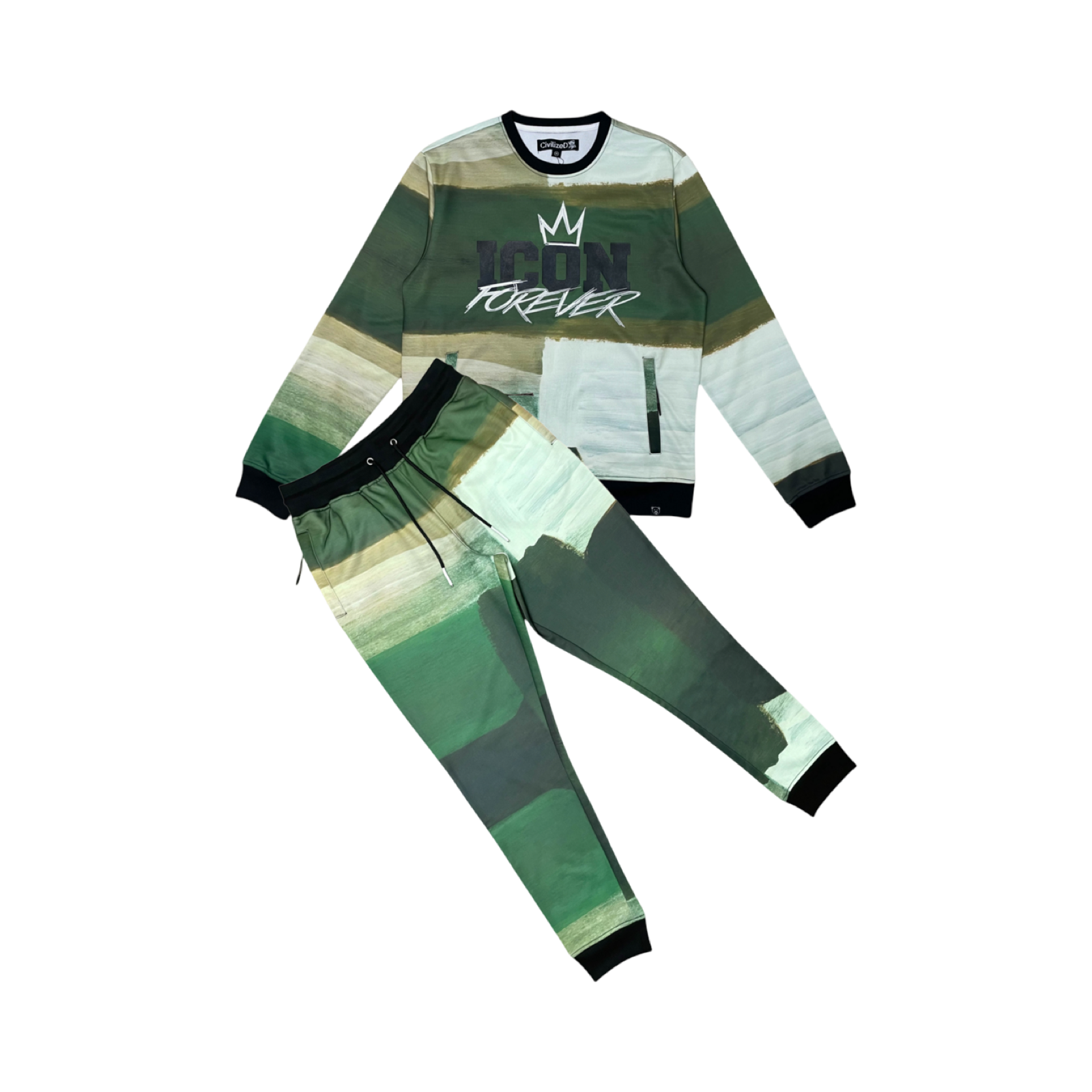 ICON EMBROIDERED POLY JERSEY JOGGER SET