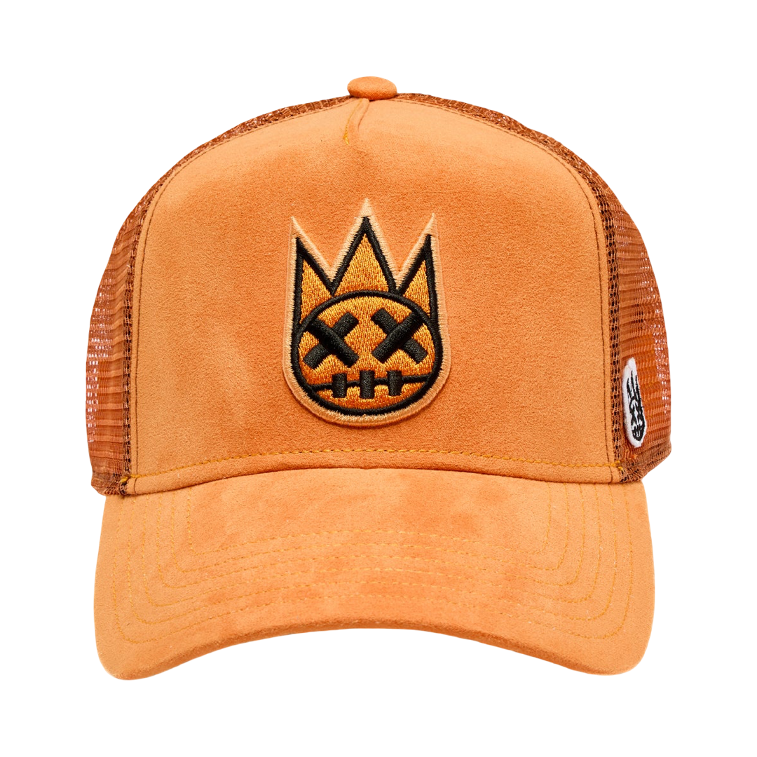Cult's Clean Logo Mesh Back Trucker Hat in Orange