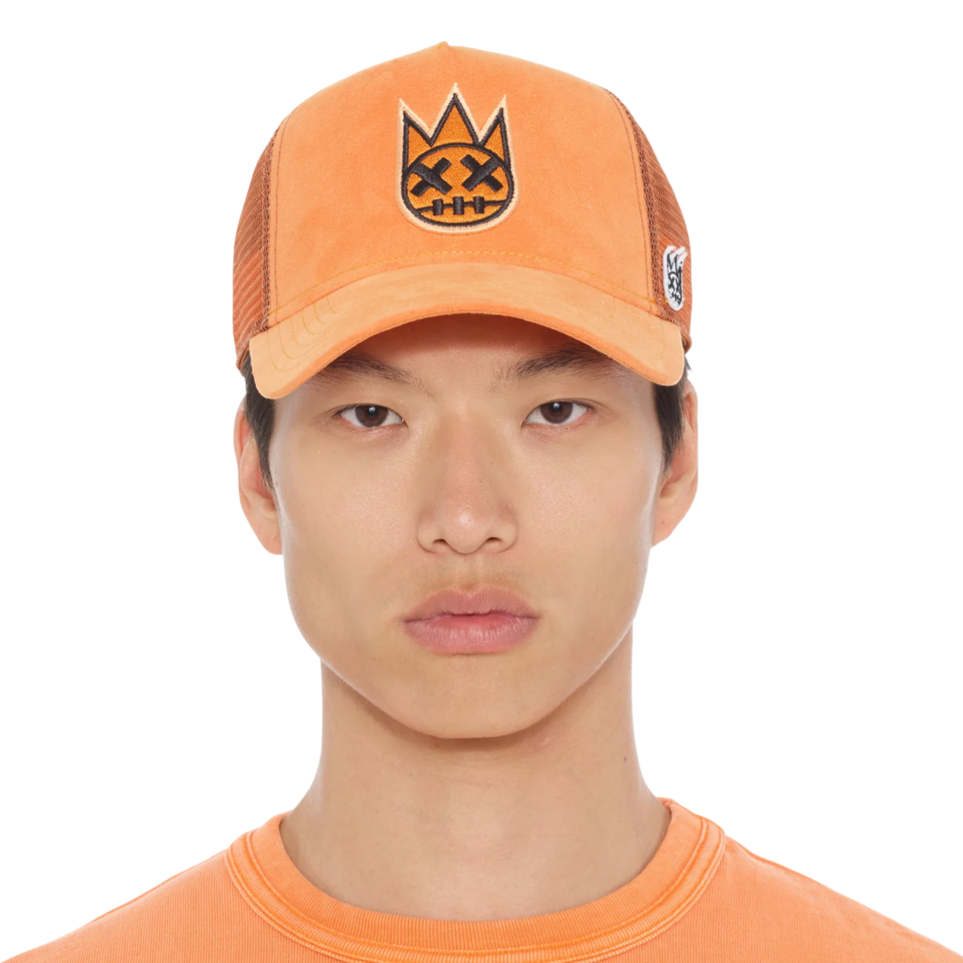 Cult's Clean Logo Mesh Back Trucker Hat in Orange