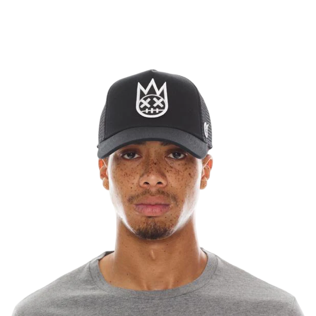 Black Trucker Hat – Mesh Back, White Clean Logo