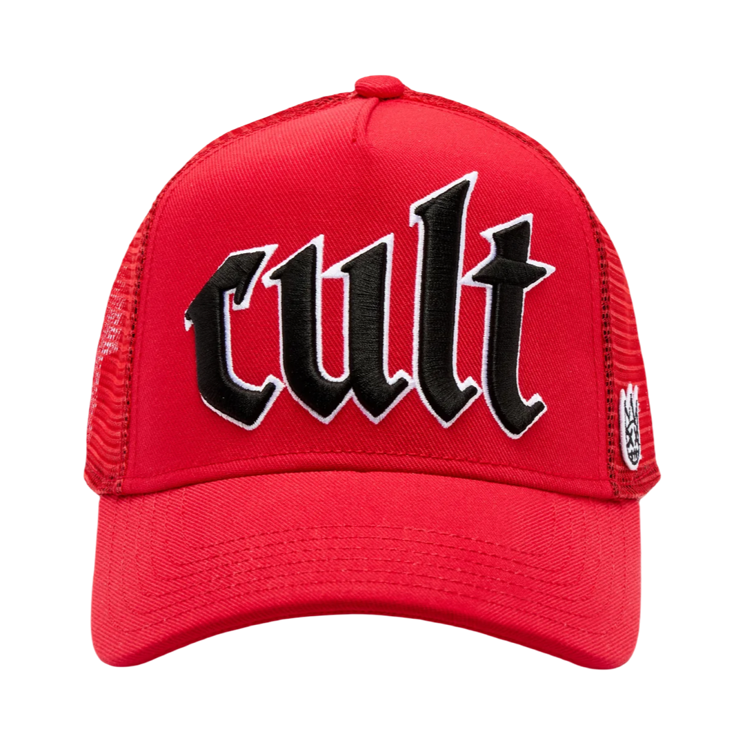 (Copy) Cult's Old English Cult Logo Hat in High Risk Red