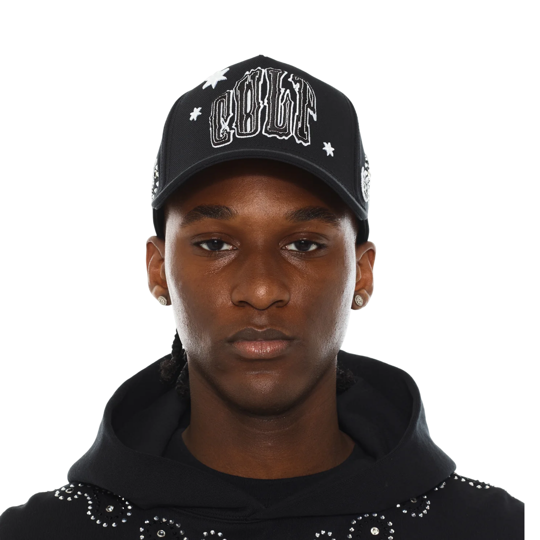 Cult x El Alfa Premium Paisley 5 Panel A Frame Trucker Hat in Black