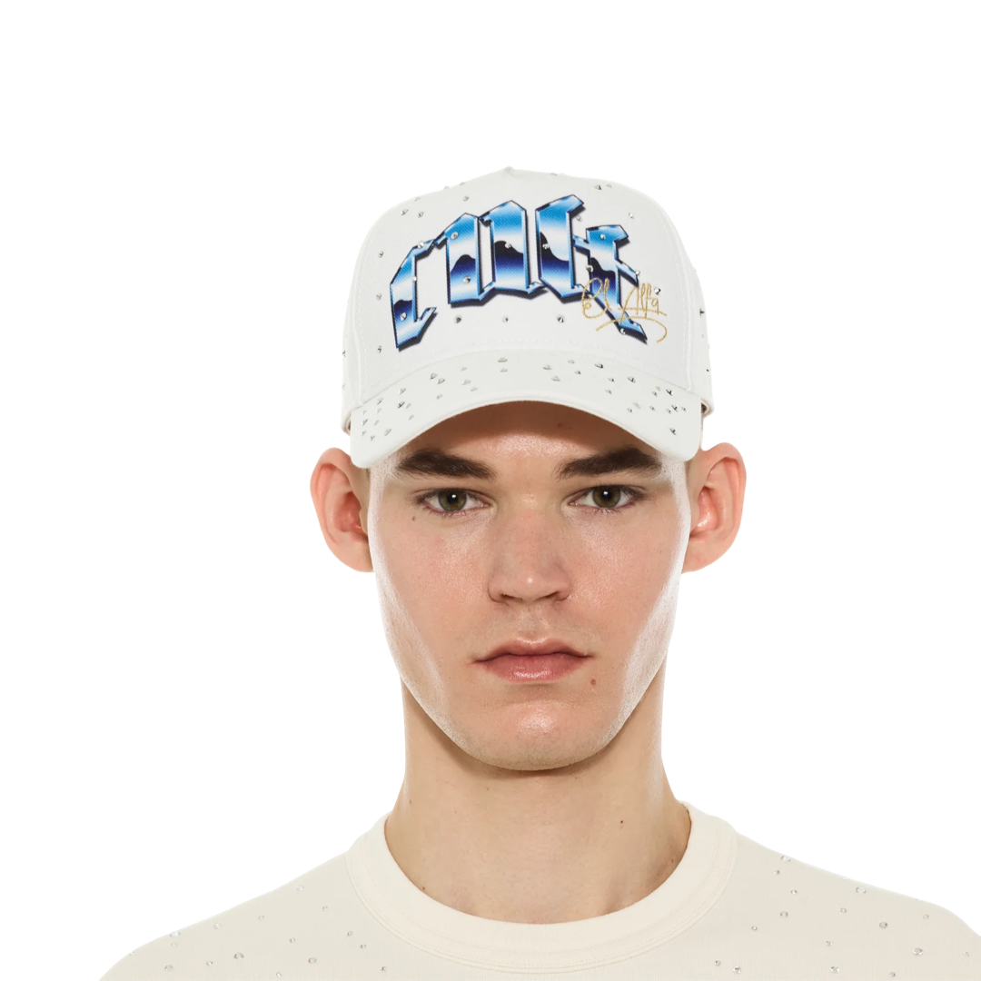 Cult x El Alfa Premium Logo 5 Panel A Frame Trucker Hat "Panther" in Winter White