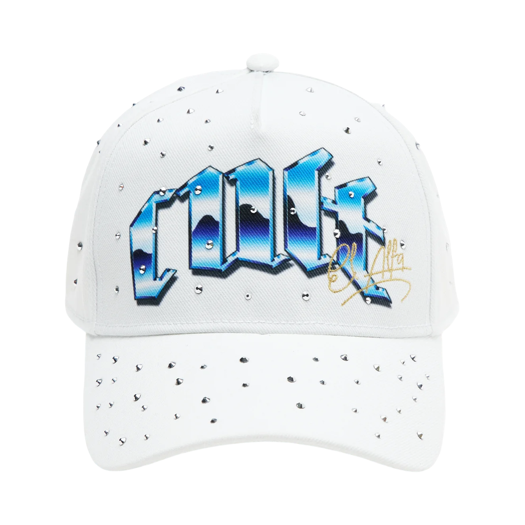 Cult x El Alfa Premium Logo 5 Panel A Frame Trucker Hat "Panther" in Winter White