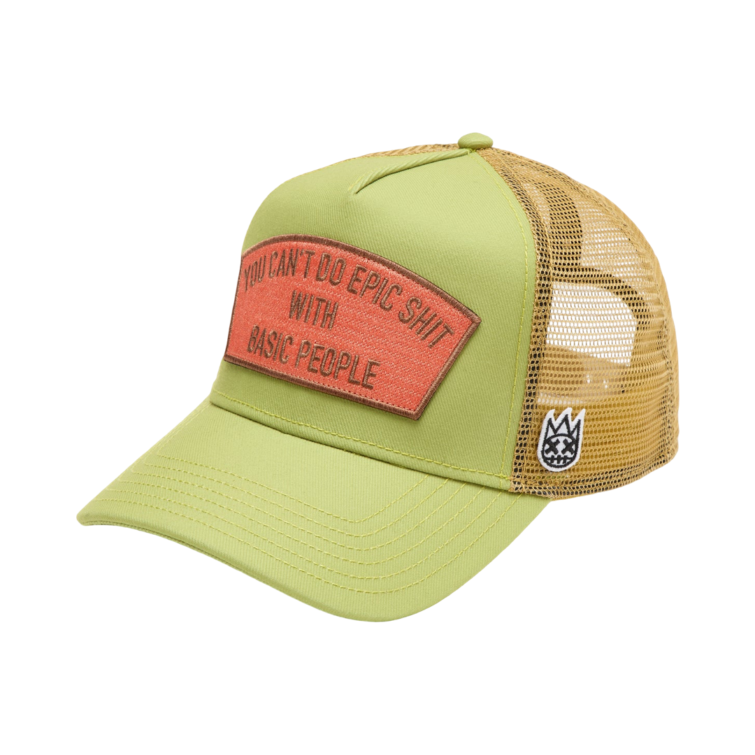 Cult's Logo Mesh Back Trucker Hat "Cant Do Epic Shit" in Green Oasis