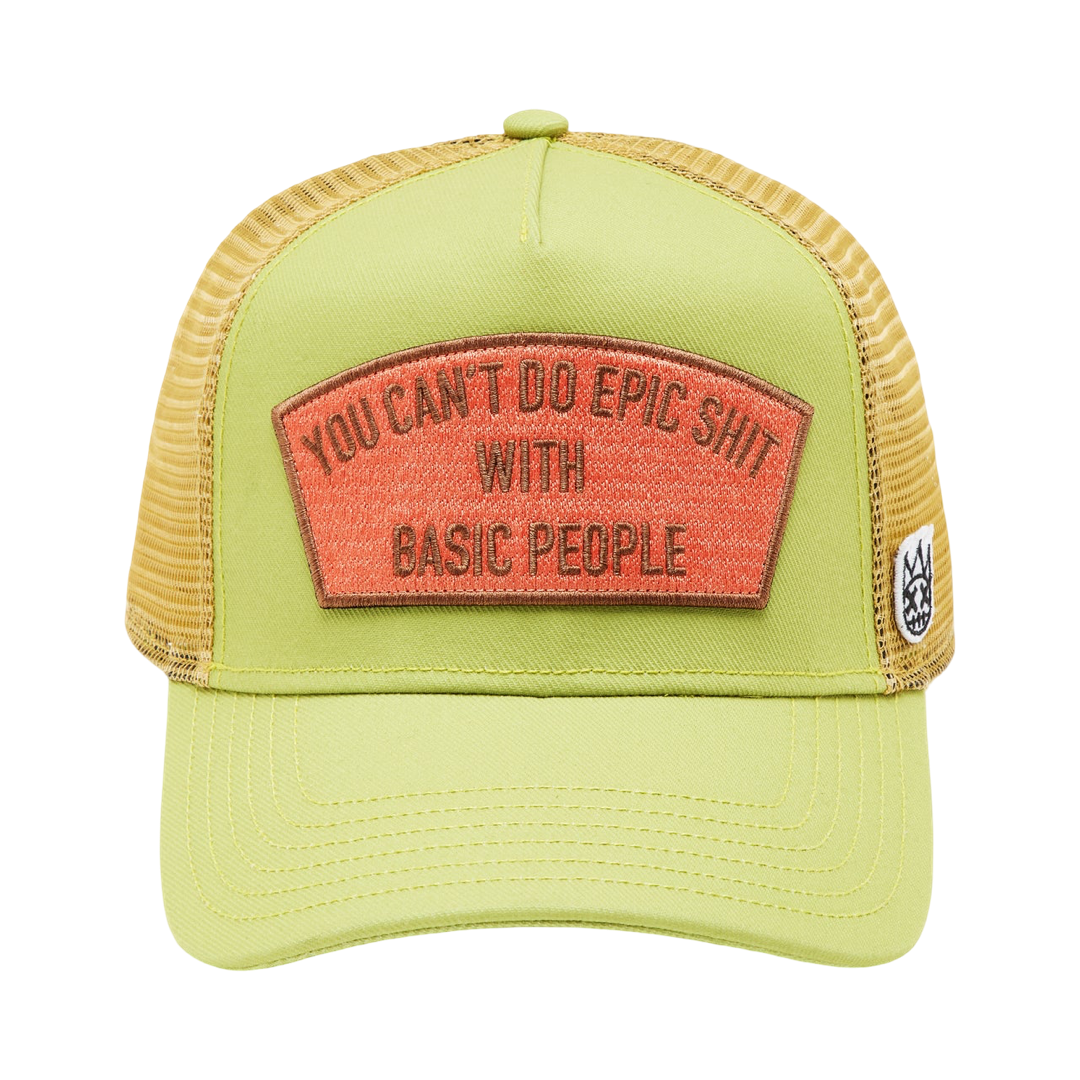 Cult's Logo Mesh Back Trucker Hat "Cant Do Epic Shit" in Green Oasis