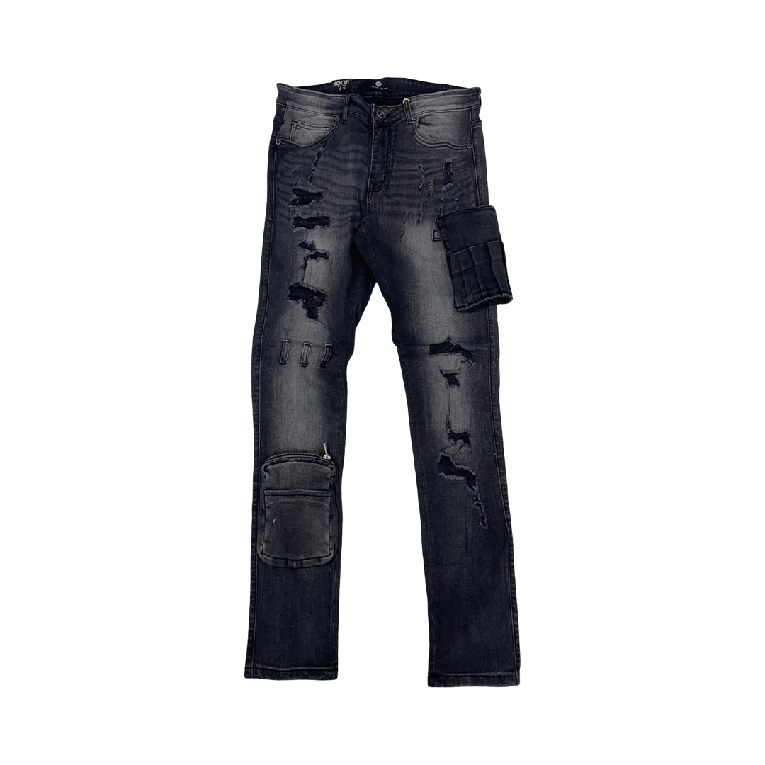 DETACHED PKT DISTRESSED DENIM