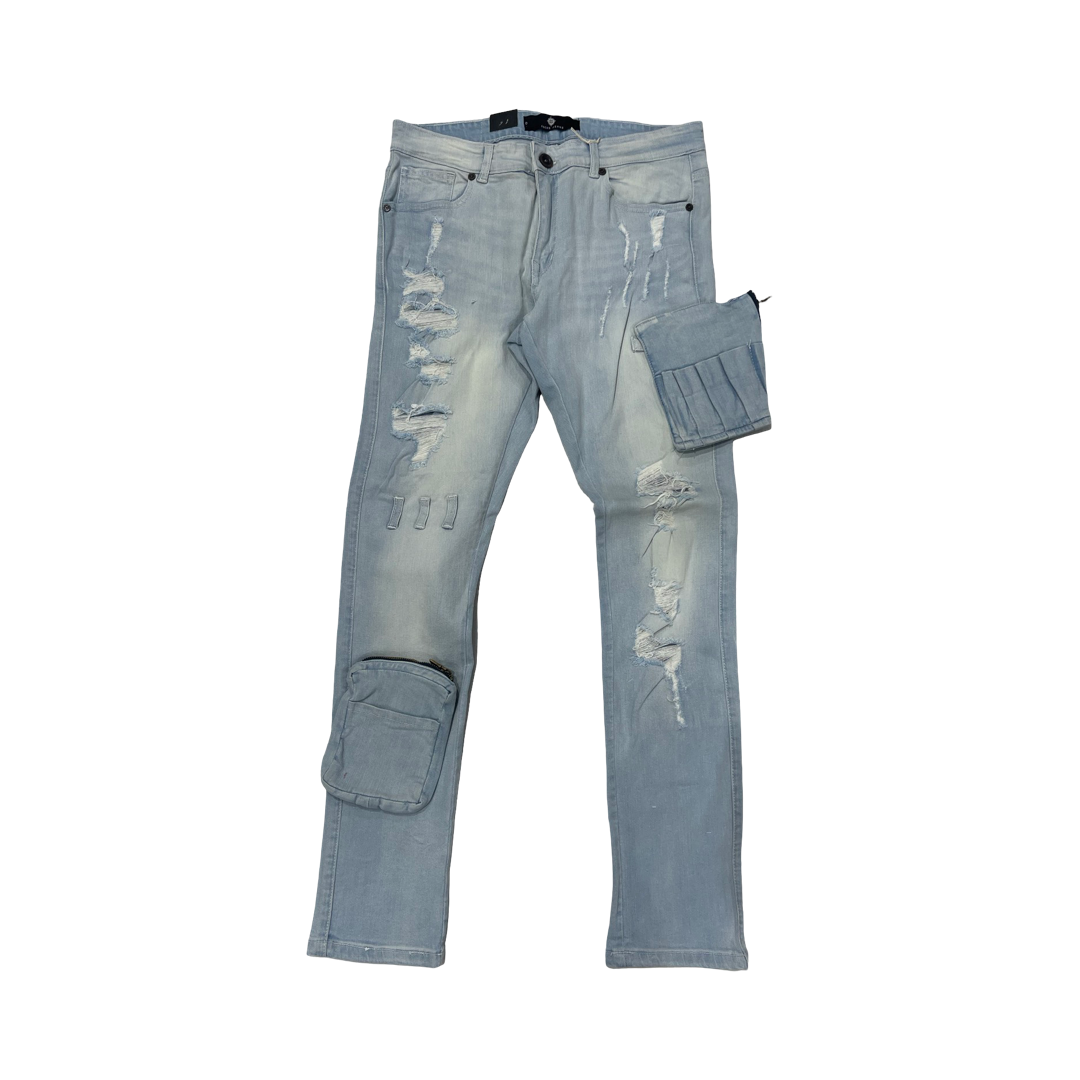 DETACHED PKT DISTRESSED DENIM