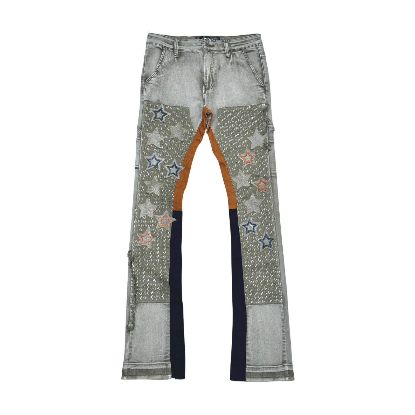 FLARE DENIM W/ STAR & RHINESTONE DETAILS