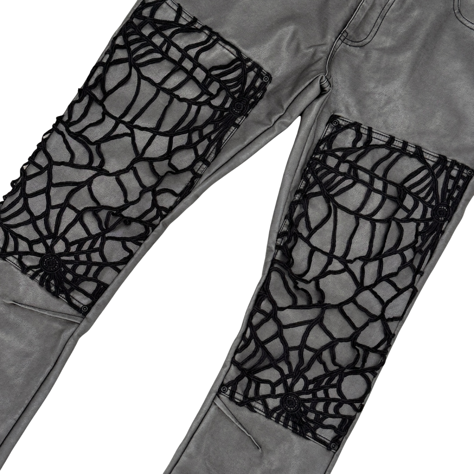 Vegan Leather Stack Pants / Spyder Web