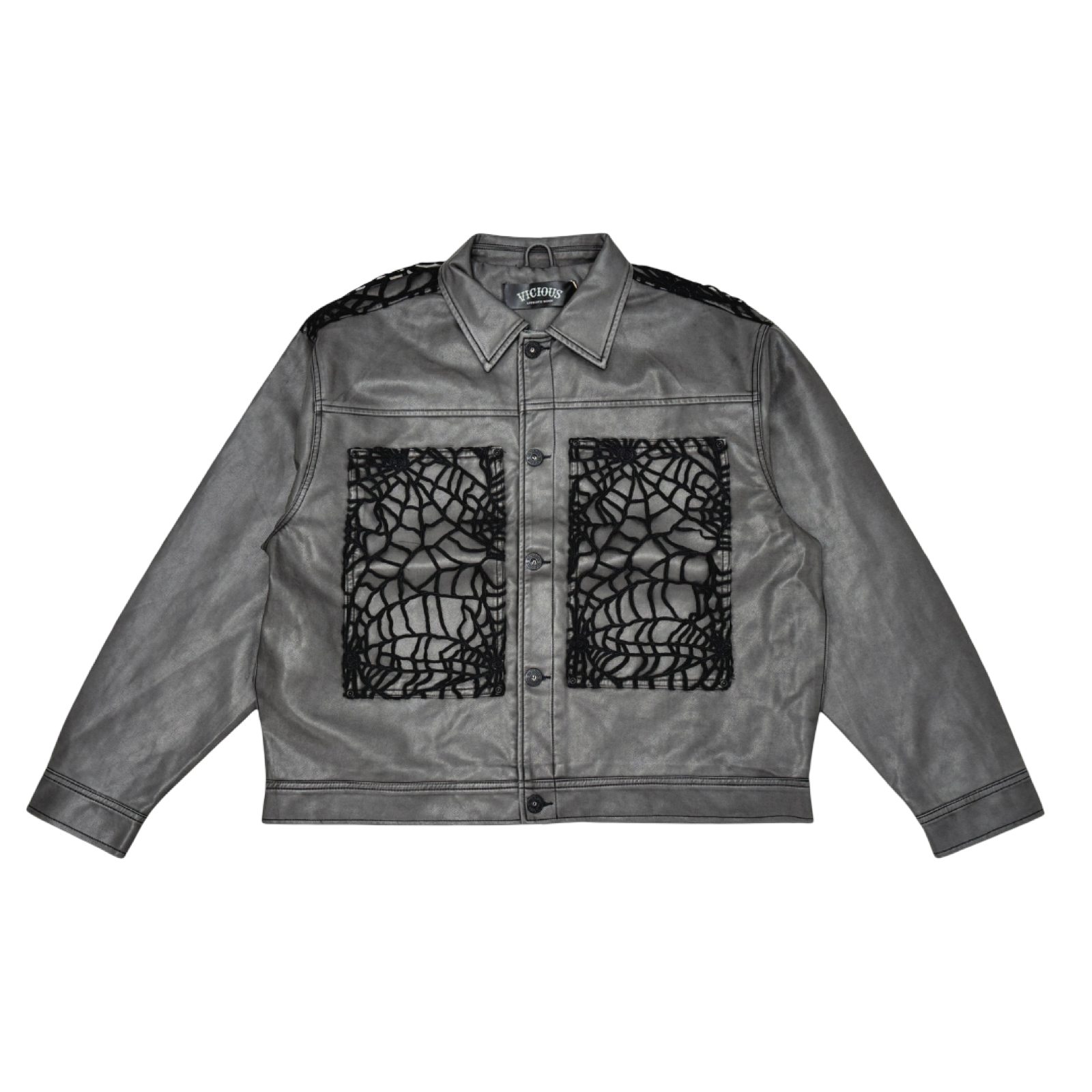 Vegan Leather Jacket / Spyder Web