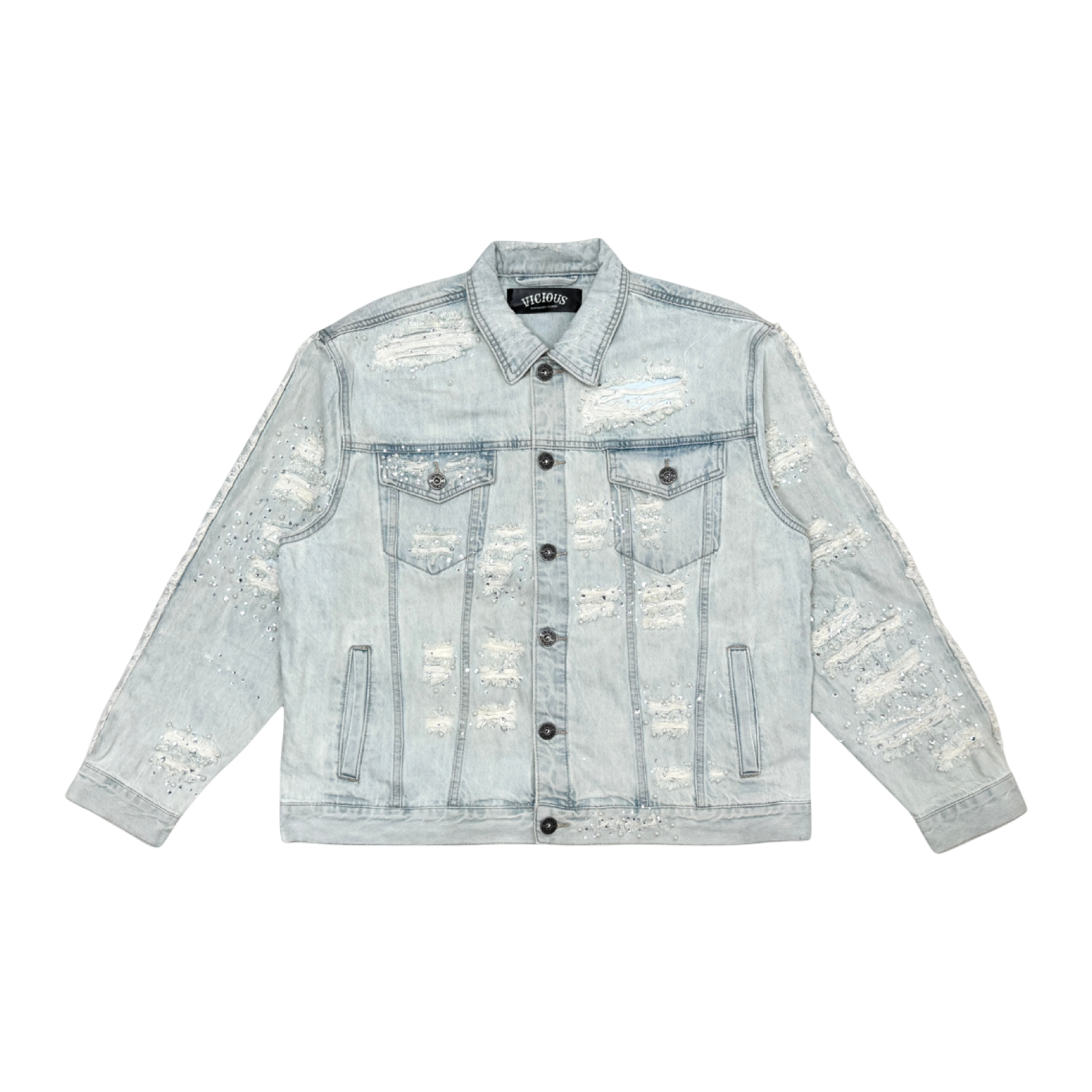 PREMIUM DENIM JACKETS WITH PEARL / RIHNESTONES