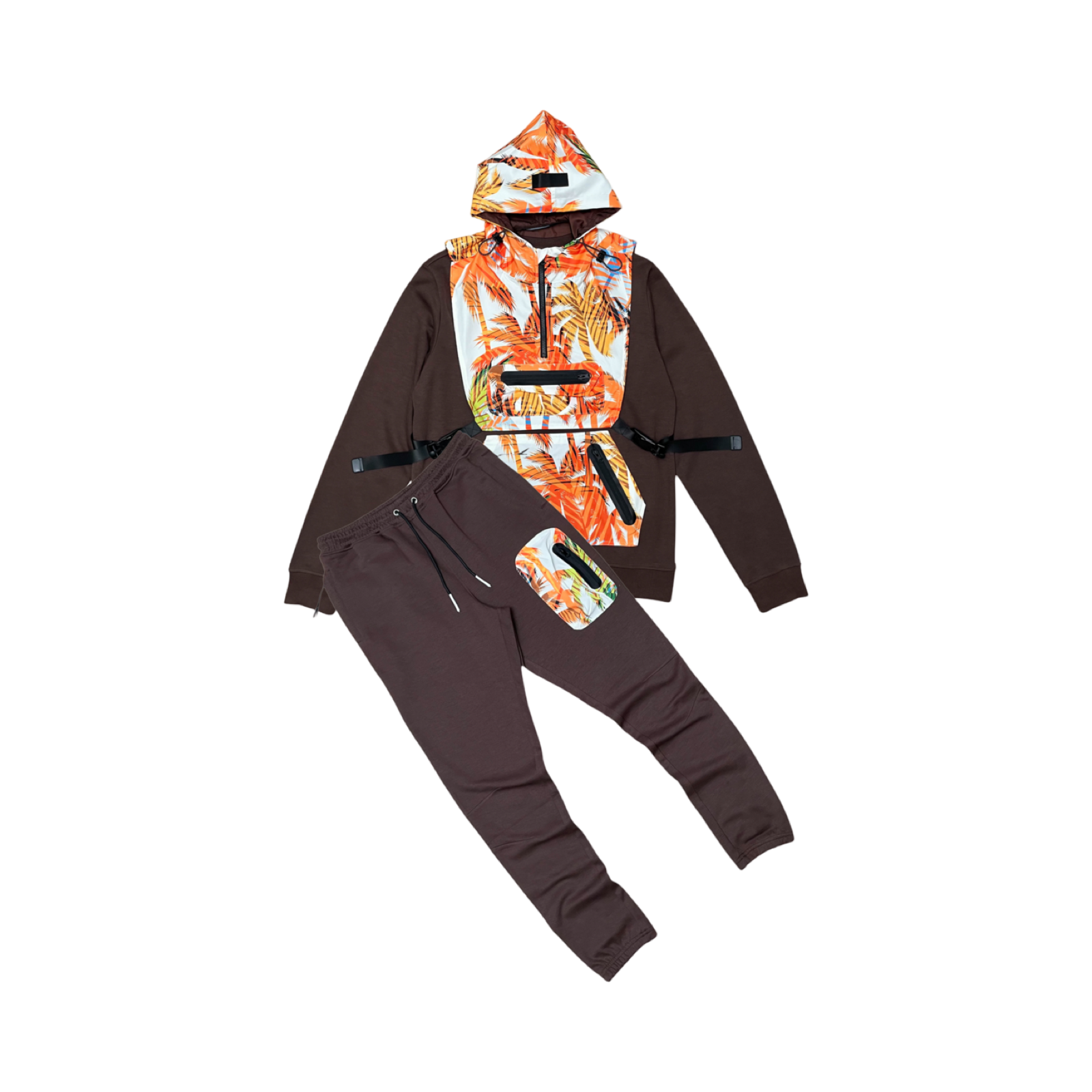 NYLON MIX JOGGER SET W/ DETACHABLE VEST + HOODIE